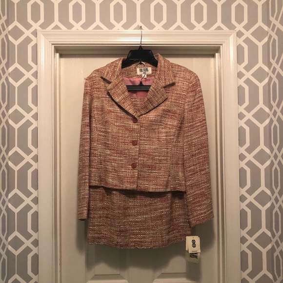 Blush & rose pink tweed jacket and skirt set - Picture 1 of 6
